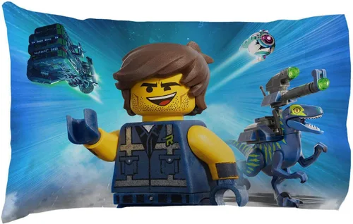 Vista 2 de Lego - Funda de almohada reversible para niños, diseño Let's Build Together de 20 x 30 pulgadas, 2 piezas