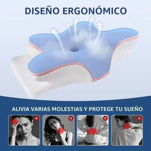 Vista 3 de Almohada cervical para aliviar el dolor, almohada cervical refrescante para dormir, almohadas ortopédicas de espuma viscoelástica de contorno