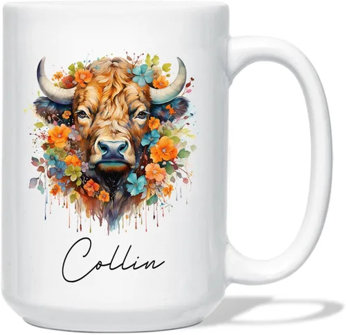 Vista 28 de Taza de café de oso – Regalo personalizado para amantes, taza de té de animales salvajes con flores, regalo de cerámica personalizado para amantes