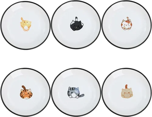 Vista 16 de SOCOSY Platos de cerámica de animales de dibujos animados súper lindos, platos de condimentos, cuencos de sushi y soja, platos de aperitivo, platos