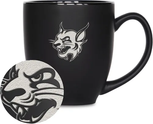 Vista 222 de Rico Industries - Taza de cerámica mate negra con grabado láser estándar de 15oz para NCAA (escuelas T & U) - Para bebidas calientes o frías