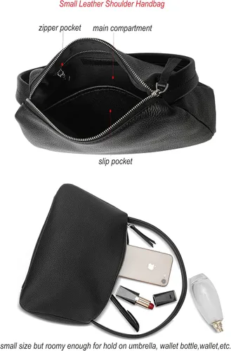 Vista 4 de Daiblueland Bolso pequeño de cuero para mujer, bolso de mano de lujo con cierre de cremallera