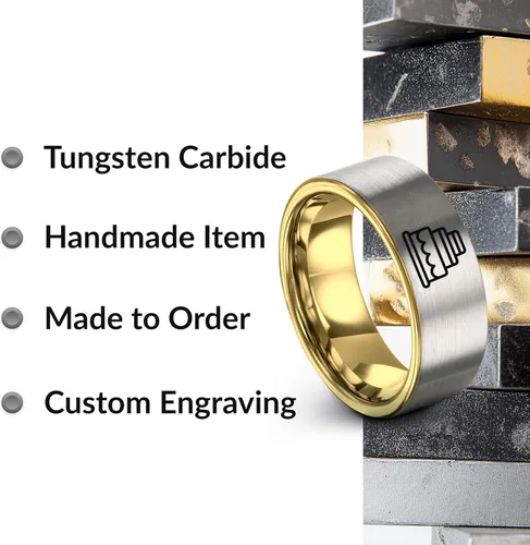 Vista 6 de Regalo para novia Anillo de pastel de boda 0.315 in grabado personalizado Oro rosa amarillo plata Aniversario de boda Banda Hombres Mujeres