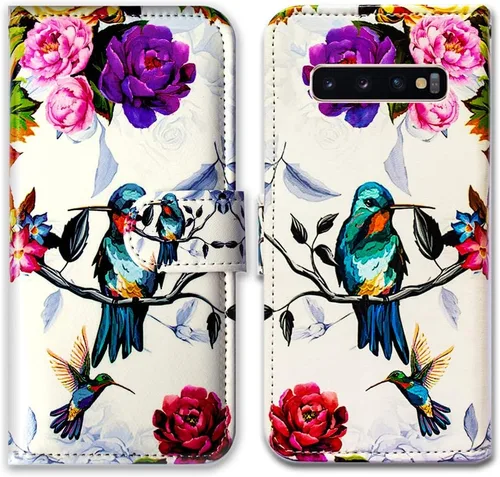 Vista 12 de Bcov Funda para Galaxy S10 Plus, de piel con diseño de mandala de colores brillantes, con ranura para tarjetas, soporte para Samsung Galaxy S10