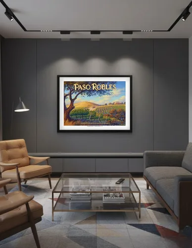 Vista 7 de Paso Robles Wineries San Luis Obispo - California Vineyards Wine Country Art por Kerne Erickson - Cartel de metal vintage de 8 x 12 pulgadas