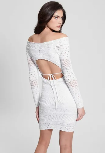Vista 5 de GUESS Vestido Amelie de ganchillo de manga larga con espalda abierta para mujer