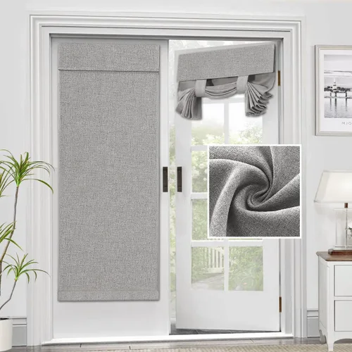 Vista 24 de H.VERSAILTEX - Cortinas para puerta francesa de lino con textura, persianas de privacidad impermeables para ventana de cocina, oscurecimiento