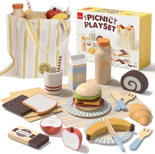 Vista 8 de Lehoo Castle Juego de comida de madera para niños pequeños, accesorios