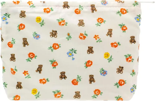 Vista 80 de Pazimiik Bolsa de maquillaje floral, grande, de algodón, con cremallera para bolsa de viaje, organizador de maquillaje de lona para mujeres