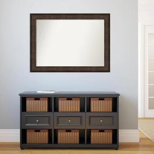 Vista 1033 de Amanti Art Espejo de pared personalizado no biselado (25 x 25 pulgadas), marco de bronce acentuado, varios tamaños personalizados, espejo de baño