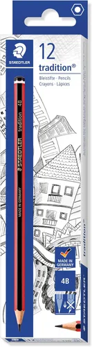 Vista 9 de STAEDTLER 110-3B Tradition - Lápiz de grafito para dibujo y bocetos, 3B (caja de 12), color negro