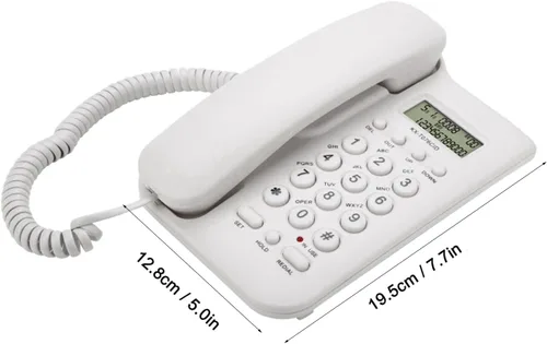 Vista 4 de Teléfono con cable con pantalla de identificación de llamadas, teléfono de escritorio con cable para el hogar, teléfono de escritorio con cable