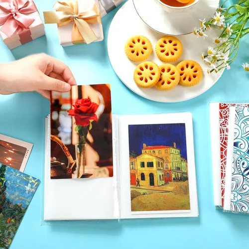 Vista 6 de Paquete de 24 mini álbumes de fotos de 4 x 6 pulgadas, pequeño libro de fotos con insertos decorativos extraíbles y cubierta transparente flexible