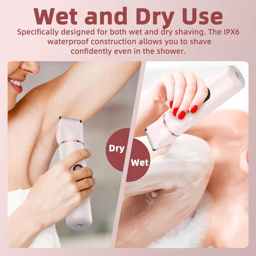 Vista 4 de Bikini Trimmer for Women, Nose Hair Trimmer, Painless Electric Razor, Smooth Facial Hair Remover, Body Hair Trimmer for Legs and Armpit