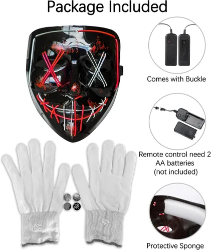 Vista 6 de longpo Halloween Purge Mask for Adults Led Light Up Scary Mask Cosplay Costume for Halloween