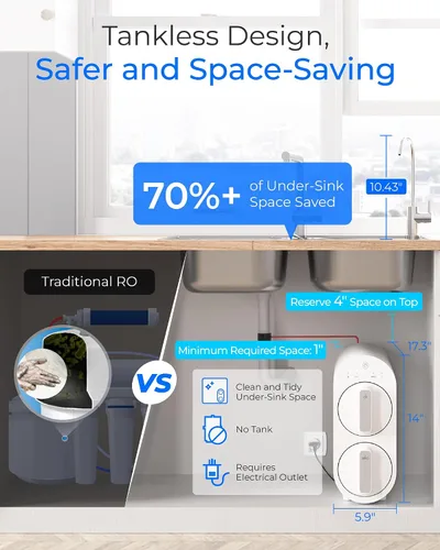 Vista 6 de Waterdrop G2 - Sistema de ósmosis inversa, sistema de filtro de agua Ro sin tanque de 7 etapas, sistema de filtración de agua debajo de la pileta