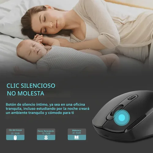 Vista 3 de ONE-UP Ratón inalámbrico, 2.4G, silencioso, receptor nano USB, para laptop, Chromebook, PC, Mac, Windows y trabajo escolar (negro)