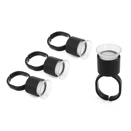 Vista 5 de Vasos para anillos de tinta de tatuaje, 100 anillos de pegamento de pigmento microblading con tapas de copas de tinta de esponja, maquillaje