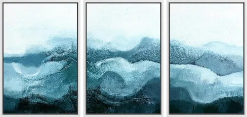 Vista 143 de NWT Lienzo enmarcado para pared, juego de arte en acuarela pastel, bosque de montaña oscura, naturaleza silvestre, ilustraciones de arte moderno