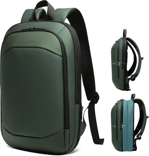 Vista 16 de hk Mochila de negocios para hombres de 15.6 pulgadas, delgada y expandible, impermeable, mochila de viaje para laptop, bolsa de trabajo ligera