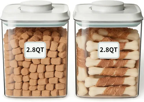 Vista 7 de Ankou Recipiente hermético de almacenamiento de alimentos para perros, 2.8 cuartos de galón, tapa pop de un solo toque, sin BPA, recipiente