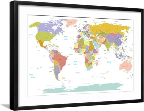 Vista 6 de AllPosters Ekler - Mapa del mundo con estampado giclée de alta calidad en marco negro, 18 x 12 pulgadas