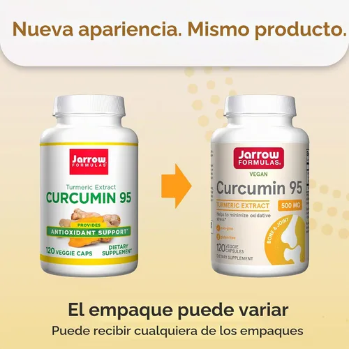 Vista 2 de Curcumin 95 de Jarrow Formulas, CUR120, 1, 1 500 mg, antioxidante y apoyo articular, estandarizado a la curcumina, apoyo contra radicales libres
