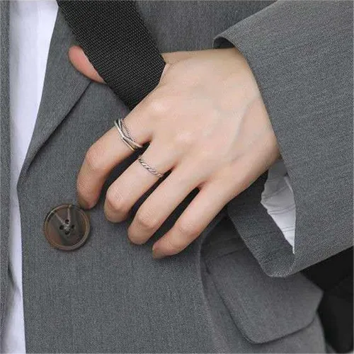 Vista 158 de Anillo de plata de ley 925, minimalista, ajustable, hecho a mano, para mujeres y niñas