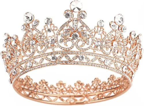 Vista 9 de COCIDE Corona para mujer, coronas y tiaras de cristal para niñas, diadema redonda completa de boda, accesorios para el cabello, para cumpleaños