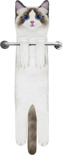 Vista 18 de Divertidas toallas de mano para decoración de baño y cocina, bonita toalla de mano colgante de gato, accesorios de cocina, ideas únicas de regalo