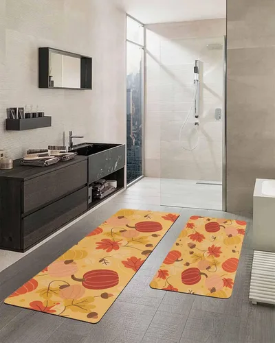 Vista 2 de Tapete de baño de calabaza para bañera, antideslizante, de secado rápido y absorbente, de tierra de diatomeas, tapete de cocina, tapete de cocina