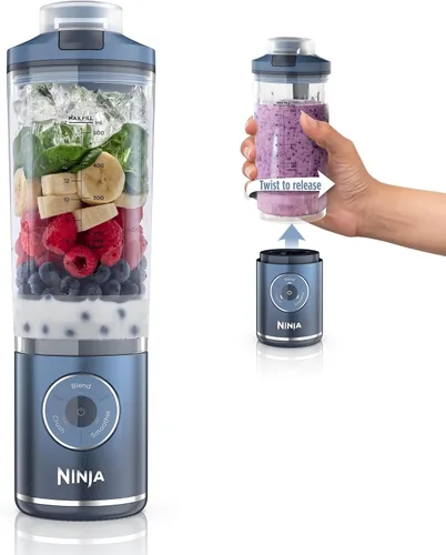 Vista 11 de Ninja Blast Max, licuadora portátil + Twist & Go, batido personal, mezcla, trituración de hielo, 3 programas, inalámbrico, recipiente extraíble