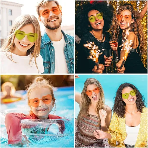 Vista 95 de Lentes de sol con forma de corazón, 2 pares de lentes de sol en forma de corazón, gafas de sol rave para mujeres, regalos de fiesta