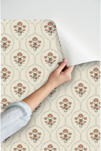 Vista 3 de Spoonflower Papel tapiz floral de granja para despegar y pegar