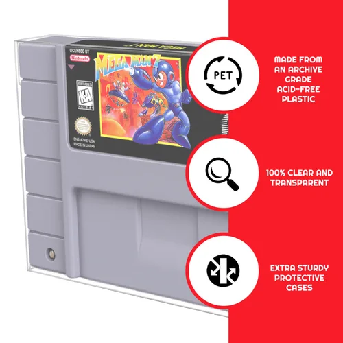 Vista 4 de SNES Games Cartridge Protector Compatible for Super Nintendo SNES Games Cartridge - 0.40 MM Thick, Anti-Dust, Acid-Free SNES Super Games Cart, Clear
