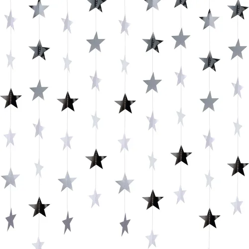 Vista 20 de Patelai Guirnalda de estrellas con purpurina 2026, decoración de graduación de 130 pies, pancarta colgante de estrella para fiesta, cumpleaños