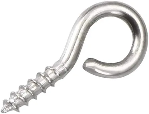Vista 3 de uxcell Ganchos de ojo de tornillo pequeños de 0.59 pulgadas Tornillos autorroscantes Percha atornillada de acero al carbono Ganchos de anillo