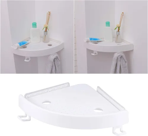 Vista 8 de Estante de pared con ventosa, estante colgante de esquina para ducha, baño, estante para colgar sin perforación, cesta de almacenamiento de baño