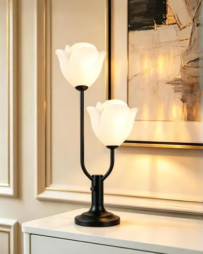 Vista 8 de Lightdot Lámpara de Mesa de Flores Doradas para Dormitorio, 2 Cabezas Florales 3000K Luz Blanca Cálida Regulable Lámparas de Mesita de Noche