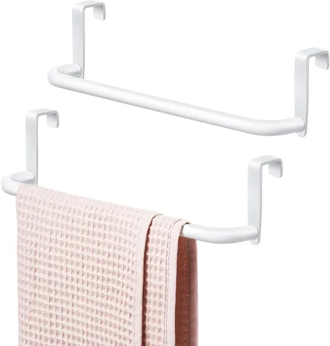 Vista 9 de 2 piezas barra toallero de metal para gabinete de cocina, barra toallero de acero para colgar en el interior o exterior de las puertas, hogar, Negro
