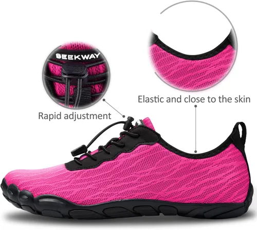 Vista 6 de SEEKWAY Zapatos de agua de secado rápido Descalzos Deportes Aqua Playa Piscina Natación Río Lago Senderismo Kayak Surf Hombres Mujeres AB006 Rosy