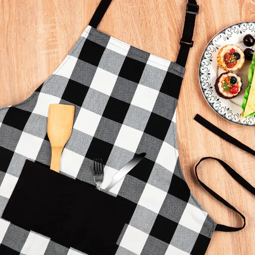 Vista 6 de Jubatus Delantales Buffalo Check, negro y blanco Check