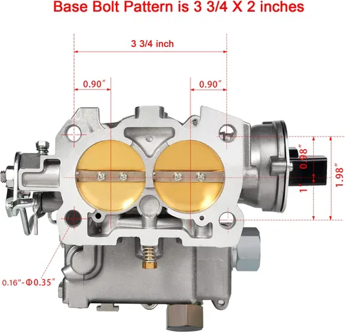 Vista 2 de Carburador marino de 2 barriles para Mercruiser Rochester Mercarb 3.0L 2.5L 4 CYL Motores con estrangulador eléctrico y juntas de chorros de enlace