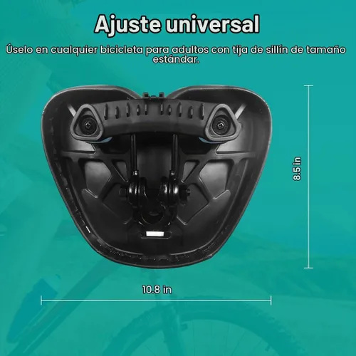 Vista 6 de Cómodo sillín de bicicleta para ejercicio y bicicleta de carretera, asiento cómodo de gran tamaño para estacionario extra ancho de repuesto