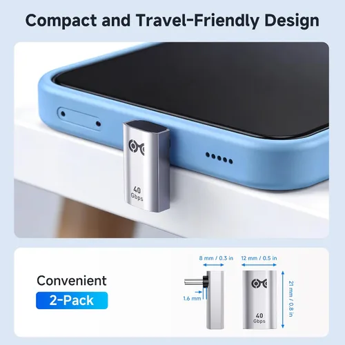 Vista 7 de Cable Matters Paquete de 2 adaptadores USB C en ángulo recto de 40 Gbps