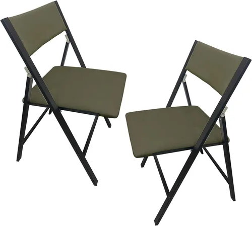 Vista 10 de 2 sillas deportivas para adultos, sillas de oficina plegables tapizadas, silla de salón portátil al aire libre para oficina, cocina (negro, grande)