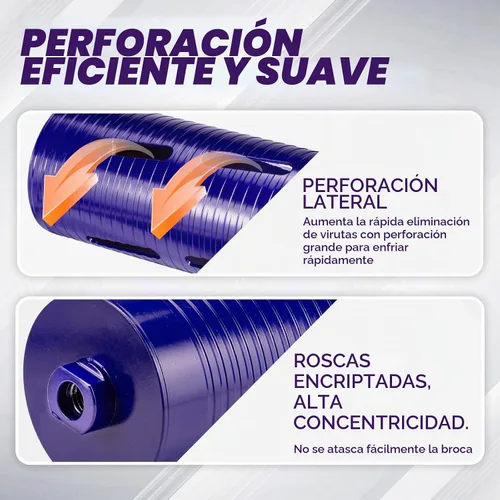 Vista 8 de Broca de núcleo de 4-1/2 pulgadas con broca piloto y adaptadores (SDS Plus y 1/2 pulgada hexagonal), rosca de 5/8"-11, profundidad de 9.5