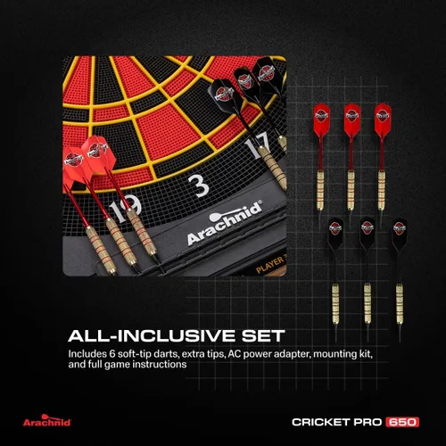 Vista 5 de Arachnid Cricket Pro Tournament-Quality Electronic Dartboard up to 40 Games and 315 Variations (Including Popular Cricket Modes)