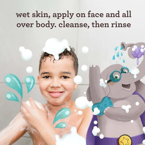 Vista 3 de Aveeno Kids Jabón para Cara y Cuerpo para Piel Sensible, Extracto de Avena, Sin Lágrimas, No Reseca, Aroma Ligero, Dispensador de Bomba