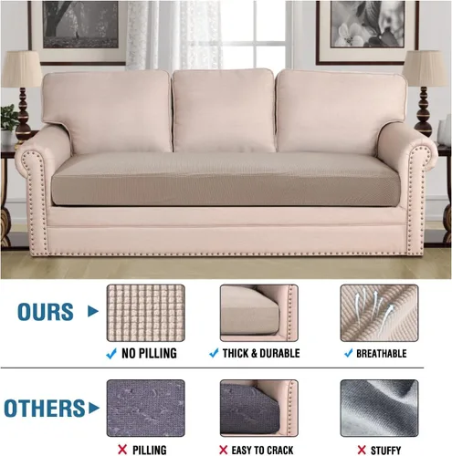 Vista 258 de H.VERSAILTEX Fundas de Cojín de Asiento Individuales Super Elásticas Fundas de Sofá Fundas de Cojín de Sofá Fundas Deslizables Juegos Tela de Sarga